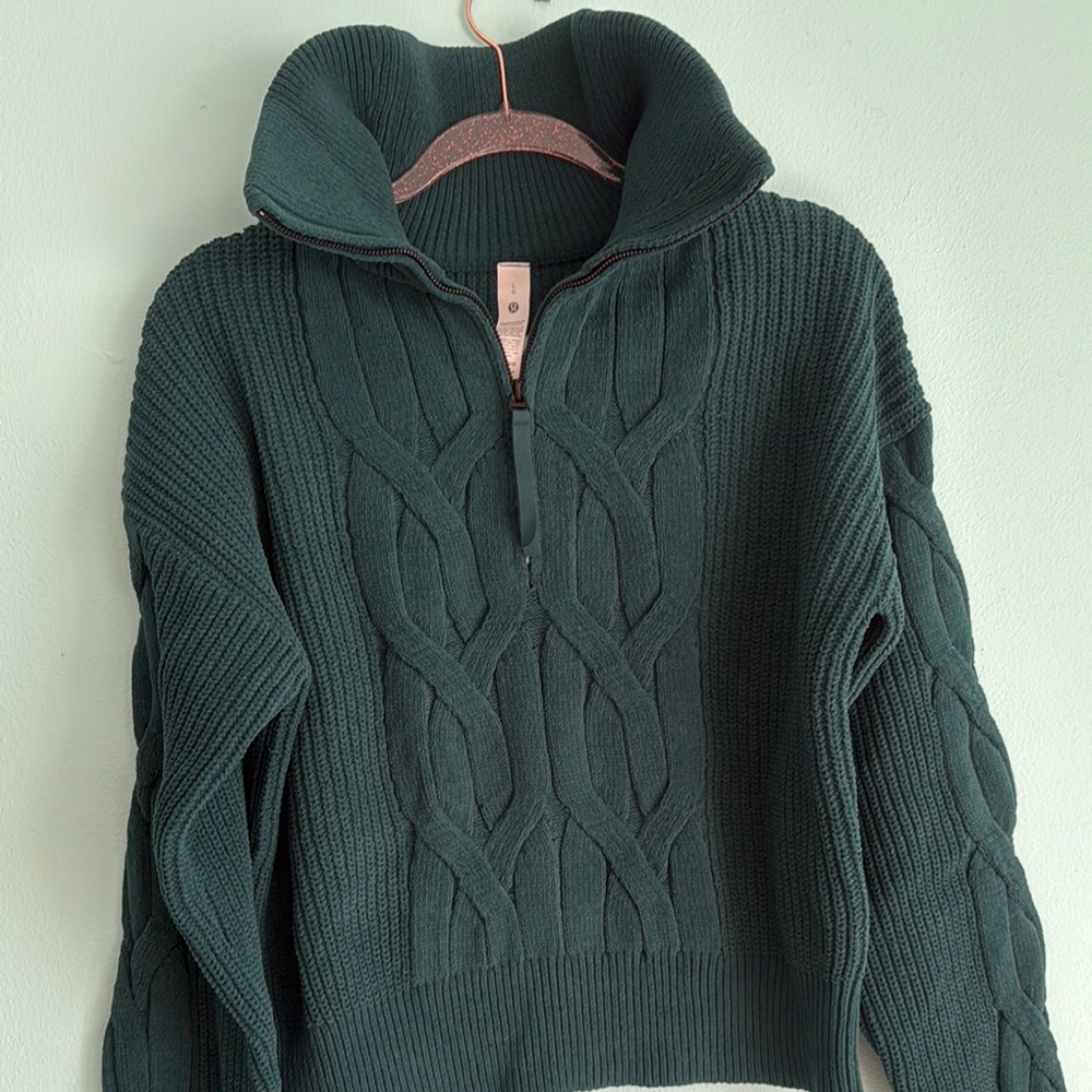 Dark Green Cable Knit Sweater